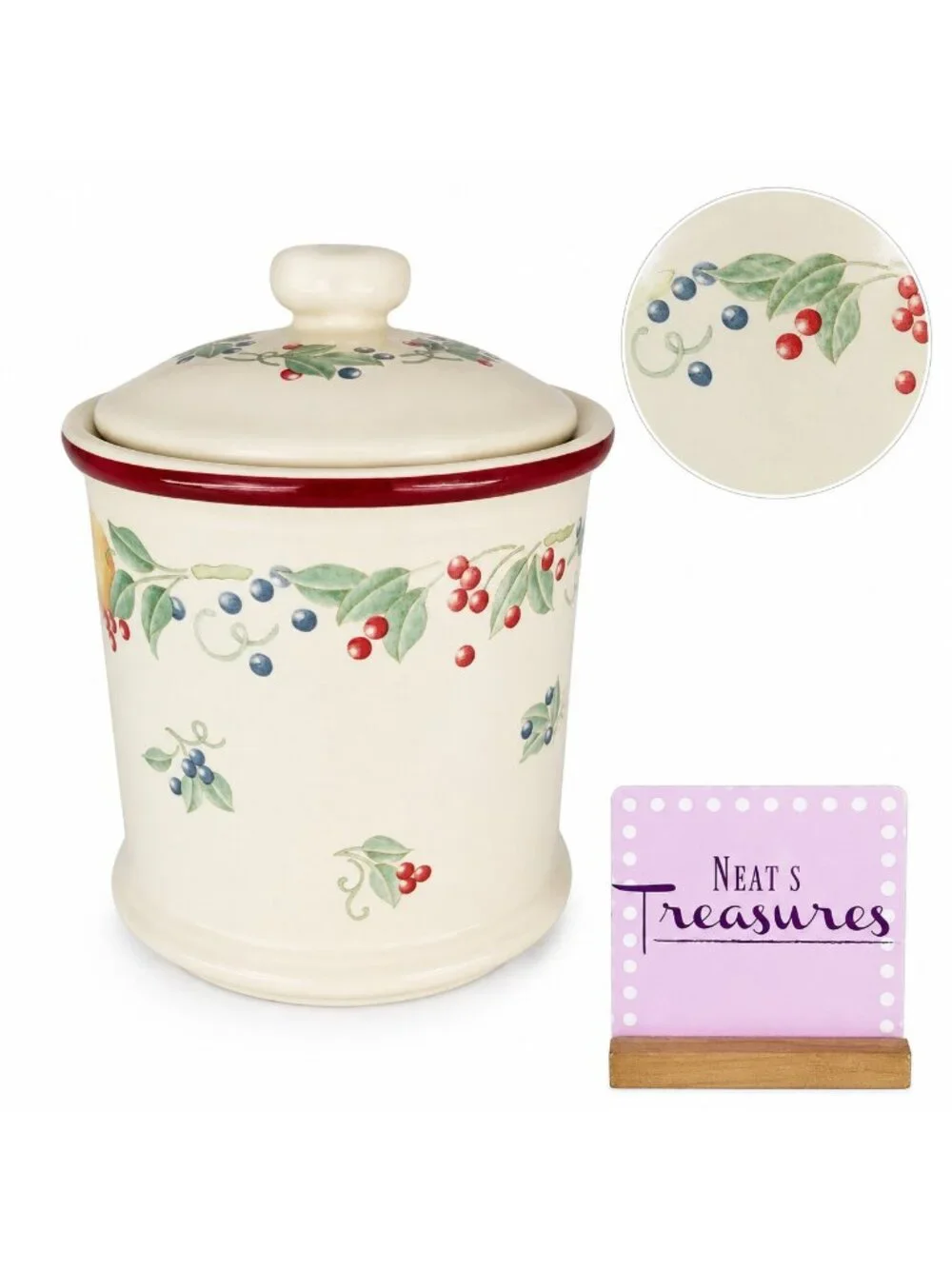 Jay Imports Corelle Coordinates ABUNDANCE Fruit Stoneware Large Lid Canister Jar